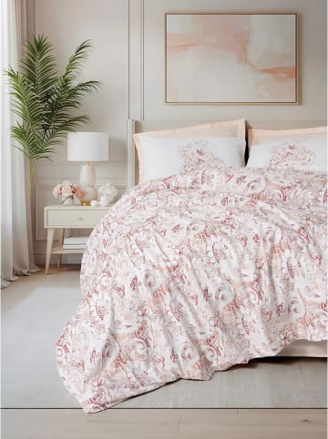 Elizabed Renforcé beddengoedset "Serava" wit/lichtroze