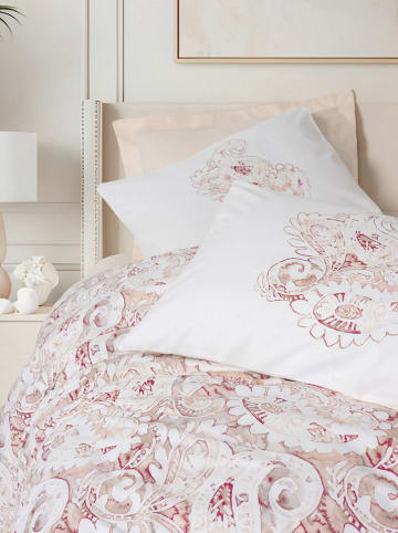 Elizabed Renforcé beddengoedset "Serava" wit/lichtroze