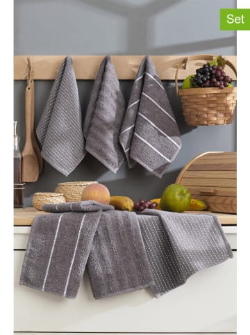 Elizabed 6-delige set: washandjes grijs/wit