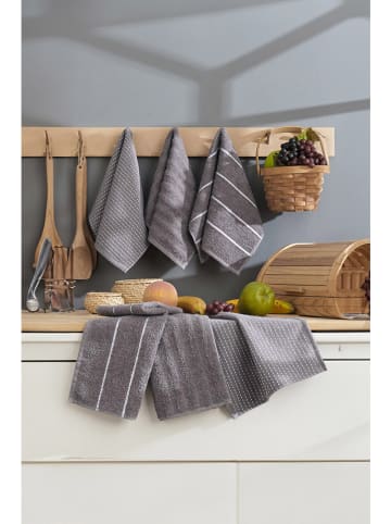 Elizabed 6-delige set: washandjes grijs/wit