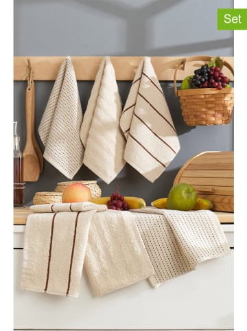 Elizabed 6er-Set: Waschlappen in Creme/ Braun