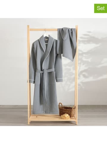 Elizabed 2-delige set: badjas grijs