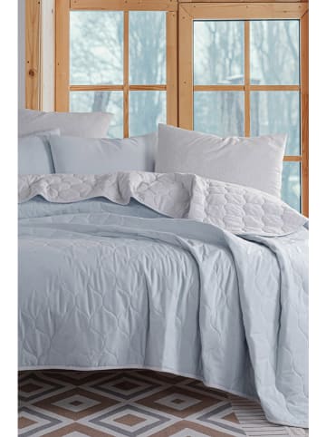 Elizabed 3-delige bedspreiset "Solid" lichtblauw/lichtgrijs