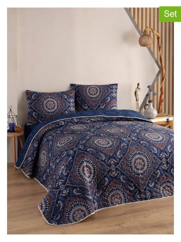 Elizabed 3-delige bedspreiset donkerblauw