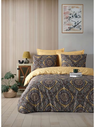 Elizabed Satin-Bettwäsche-Set in Grau/ Beige