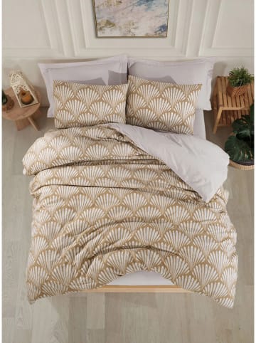 Elizabed Komplet pościeli "Yelpaze" w kolorze jasnobrązowo-białym