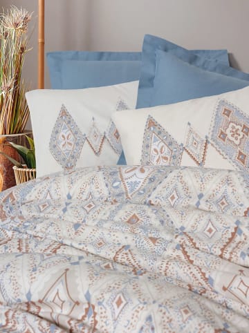 Elizabed Renforcé beddengoedset "Zanora" wit/blauw