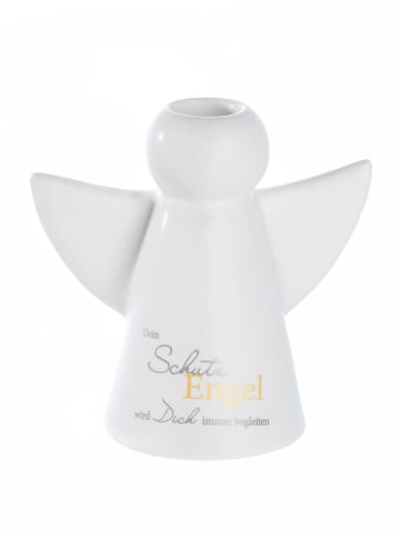 GILDE Kerzenhalter "Schutzengel" in Weiß - (B)14 x (H)14 x (T)8,5 cm