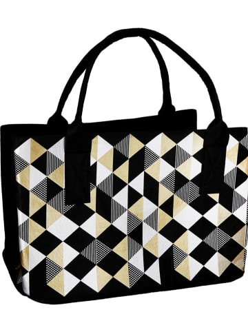 GILDE Schultertasche "Modern graphic" in Schwarz/ Beige - (B)40 x (H)26 x (T)25 cm
