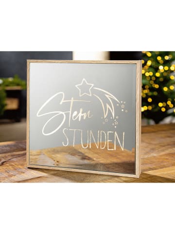 GILDE Ledspiegelbeeld "Sternstunden" naturel/zilverkleurig - (L)21 x (B)21 x (D)4 cm