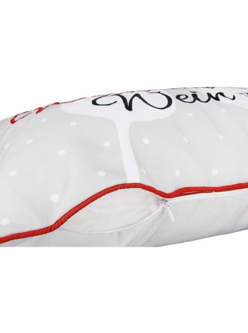 GILDE Kissen "Weinfest" in Grau/ Rot - (L)50 x (B)30 cm