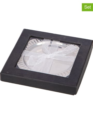GILDE 4-delige set: onderzetters "Nova" zilverkleurig - Ø 11 cm