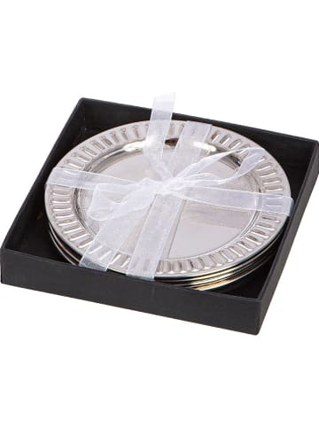 GILDE 4-delige set: onderzetters "Nova" zilverkleurig - Ø 11 cm