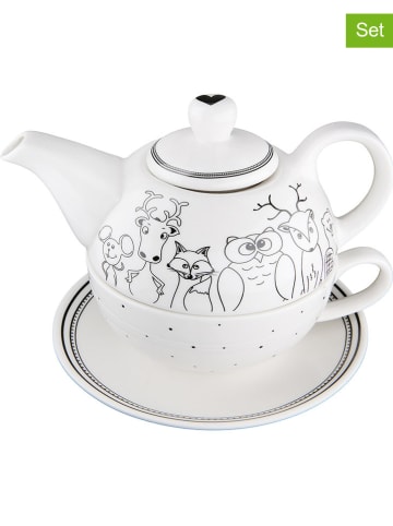 GILDE 3-delige theeset "Waldfreunde" wit