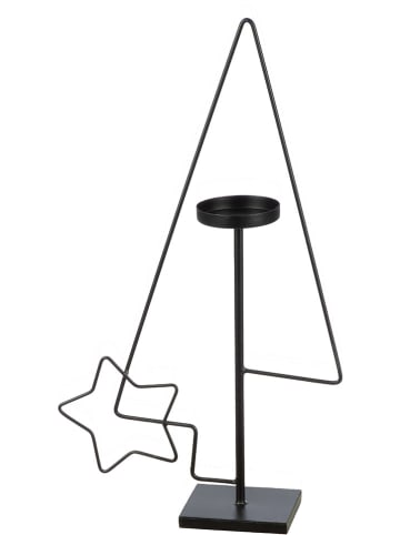 GILDE Kerzenleuchter "Star in Tree" in Schwarz - (B)33 x (H)57 x (T)10 cm