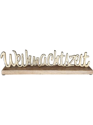 GILDE Deko-Schriftzug "Weihnachtszeit" in Gold/ Natur - (B)34,5 x (H)9 x (T)6,5 cm