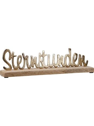 GILDE , MangohDeko-Schriftzug "Sternstunden" in Gold/ Natur - (B)30 x (H)9 x (T)6,5 cm