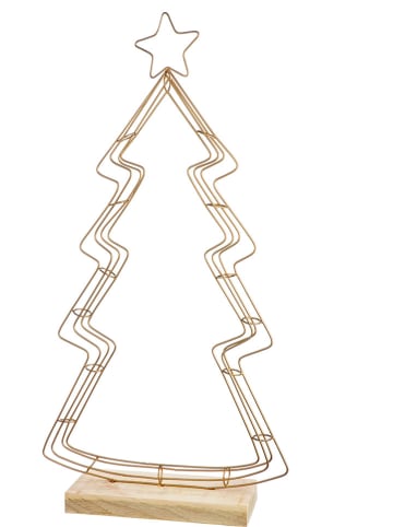 GILDE Deco-object "Tanne" goudkleurig/naturel - (B)45 x (H)87 x (D)9,5 cm