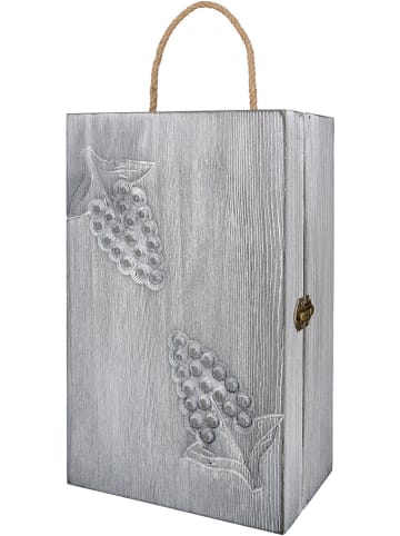 GILDE Wijnfleskist "Vin" grijs - (B)20,5 x (H)35 x (D)10 cm