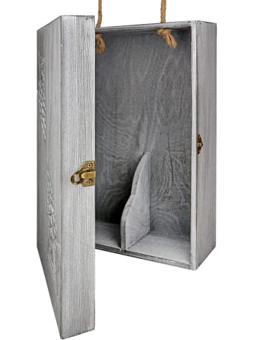 GILDE Wijnfleskist "Vin" grijs - (B)20,5 x (H)35 x (D)10 cm