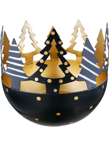 GILDE Windlicht "Floresta" in Schwarz/ Gold - (H)13,5 cm