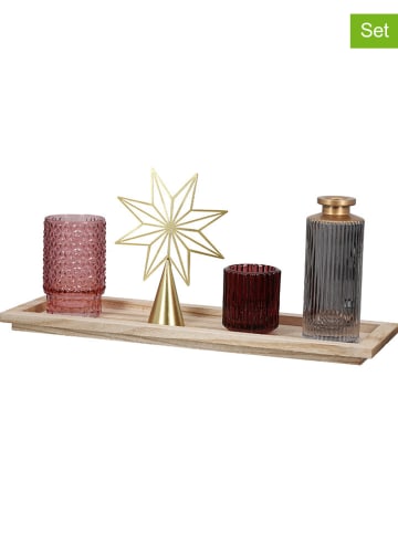 GILDE 6tlg. Deko-Set in Gold/ Rosé/ Hellbraun - (B)36 x (H)24 x (T)12,5 cm