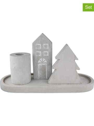 GILDE 4-częściowy zestaw dekoracyjny w kolorze szarym - 24 x 13 x 4 cm