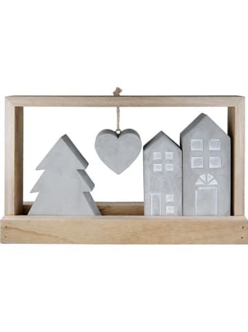 GILDE Staand reliëf "Casa" bruin/grijs - (B)25,5 x (H)15 x (D)5 cm