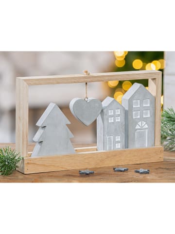 GILDE Standrelief "Casa" in Braun/ Grau   - (B)25,5 x (H)15 x (T)5 cm