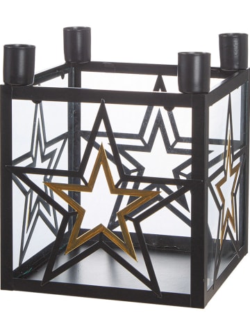 GILDE 2er-Set Adventsleuchter "Modern Star" in Schwarz - (L)22 x (B)22 x (H)25 cm