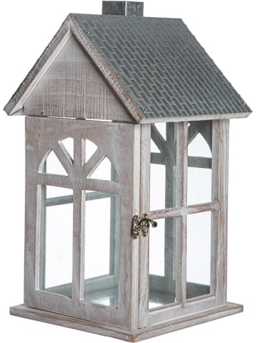 GILDE Laterne "Branco" in Silber/ Weiß - (B)23 x (H)38,5 cm