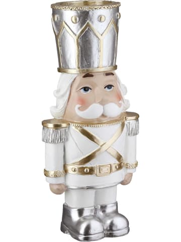 GILDE Świecznik "Pete" w kolorze srebrno-złoto-kremowym - 9 x 18,5 cm