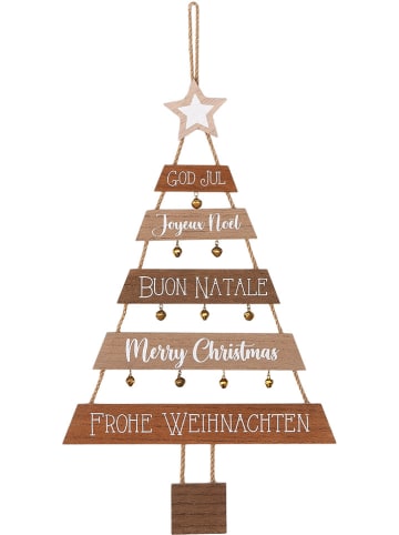 GILDE Zawieszka dekoracyjna "Merry Christmas" w kolorze brązowym - 28 x 53 x 0,60 cm