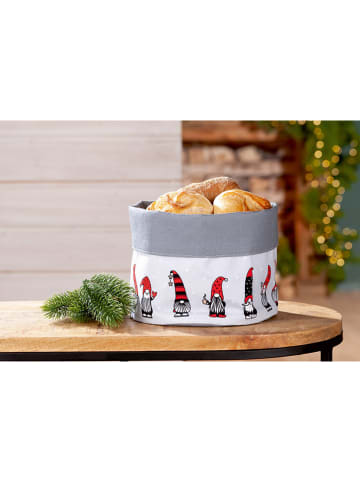 GILDE Brotkorb "Bärti" in Grau/ Weiß - (H)20 cm - Ø 20 cm