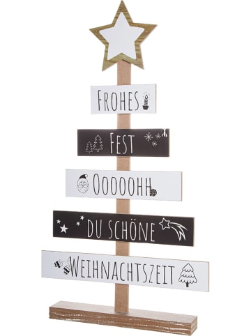 GILDE Dekoobjekt "Tannenbaum" in Schwarz/ Weiß/ Braun - (B)37,5 x (H)67 cm