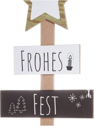 GILDE Dekoobjekt "Tannenbaum" in Schwarz/ Weiß/ Braun - (B)37,5 x (H)67 cm