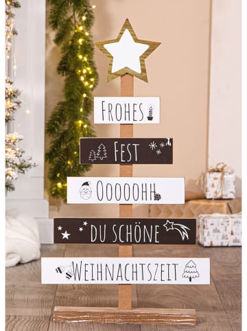 GILDE Dekoobjekt "Tannenbaum" in Schwarz/ Weiß/ Braun - (B)37,5 x (H)67 cm