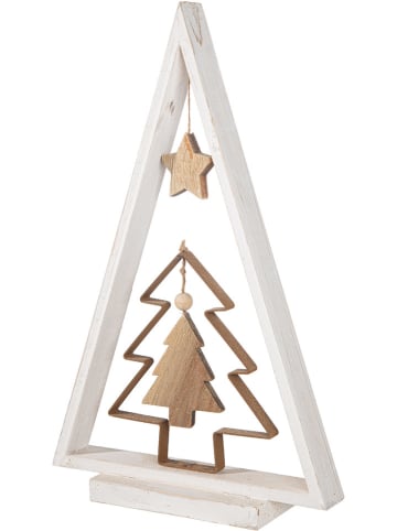 GILDE Standrelief "Bing" in Weiß/ Hellbraun - (B)33 x (H)52,5 x (T)8 cm