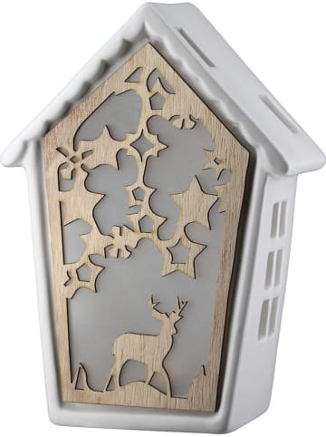 GILDE LED-Dekoleuchte "Laserato" in Weiß/ Natur - (B)14,5 x (H)20 x (T)8,7 cm