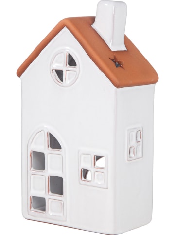 GILDE Theelichthouder "Casa" wit - (B)10,5 x (H)18 x (D)6 cm