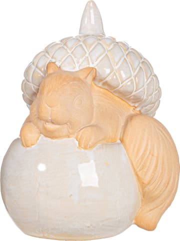 GILDE Figurka dekoracyjna w kolorze biało-pomarańczowym - 11 x 13,5 x 10,8 cm