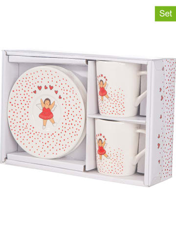 GILDE 4-częściowy zestaw "Betty" w kolorze biało-czerwonym do espresso