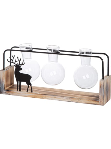 GILDE Vaasobject "Black Deer" beige/zwart - (B)22,5 x (H)10,5 x (D)5 cm