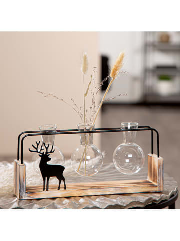 GILDE Vaasobject "Black Deer" beige/zwart - (B)22,5 x (H)10,5 x (D)5 cm