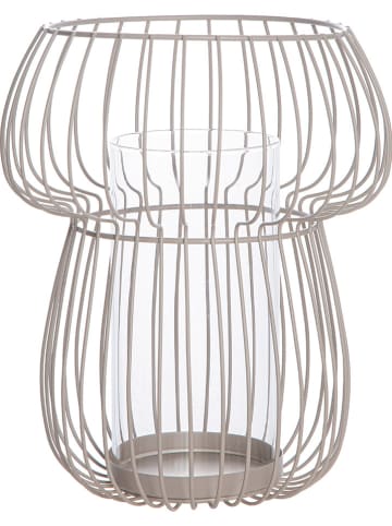 GILDE Windlicht "Burgos" in Beige - (H)21,5 cm