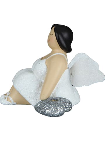 GILDE Kerzenhalter "Betty" in Weiß/ Silber - (B)8 x (H)6,5 cm