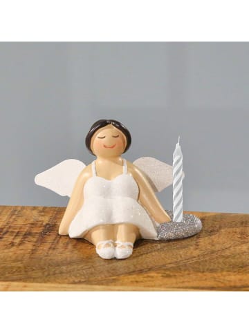 GILDE Świecznik "Betty" w kolorze srebrno-białym - 8 x 6,5 cm