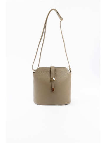 Lia Biassoni Leder-Umhängetasche in Taupe - (B)24 x (H)22 x (T)10 cm
