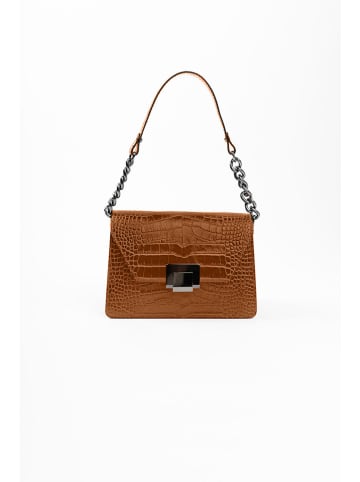 Lia Biassoni Leder-Schultertasche in Hellbraun - (B)23 x (H)17 x (T)10 cm