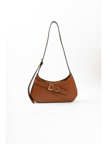 Lia Biassoni Leder-Schultertasche in Hellbraun - (B)32 x (H)19 x (T)6 cm